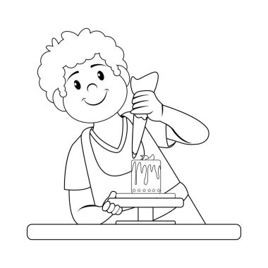 İzole edilmiş mutlu adam bir tatlı taşıyıcısı yapıyor.