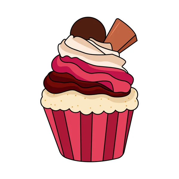 独立した装飾されたカップケーキグルメデザート甘い食べ物ベクトル — ストックベクタ