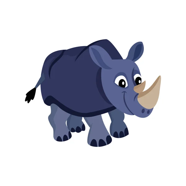 Illustration vectorielle d'animaux animés rhinocéros isolés — Image vectorielle