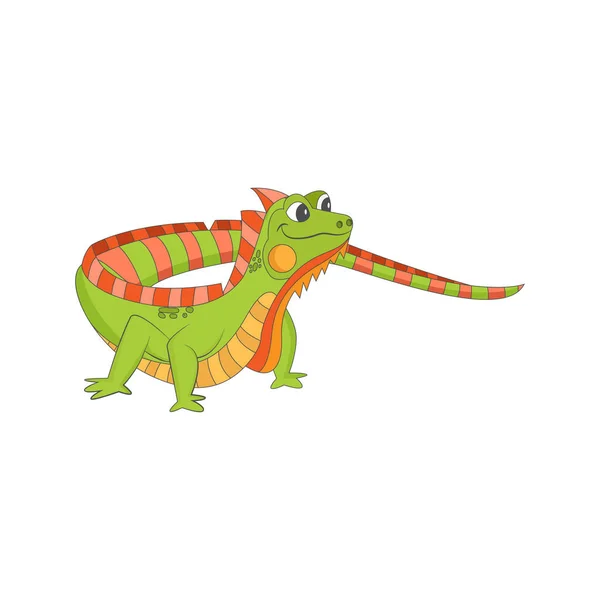 İzole edilmiş iguana animasyonlu hayvan vektör çizimi — Stok Vektör