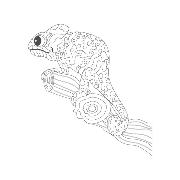 Izolované kreslení chameleonů animovaných zvířat vektorové ilustrace — Stockový vektor