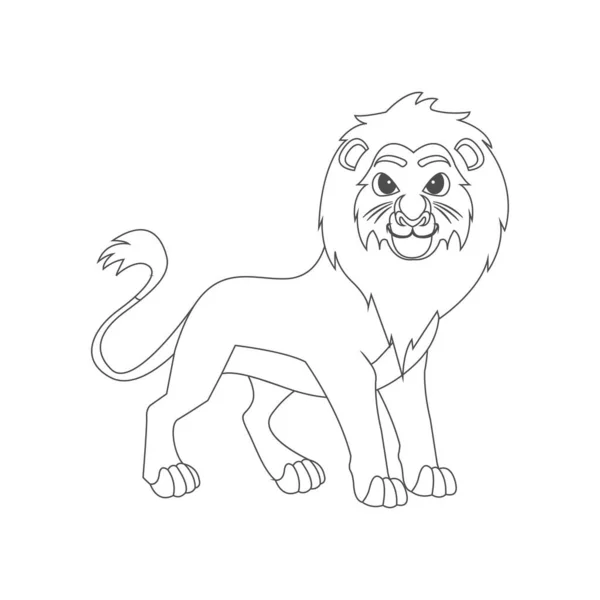 Illustration vectorielle d'animaux animés dessinés au lion isolé — Image vectorielle