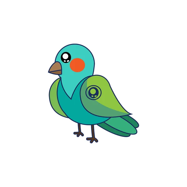 İzole edilmiş yeşil kuş hayvan uçuş vektör çizimi — Stok Vektör