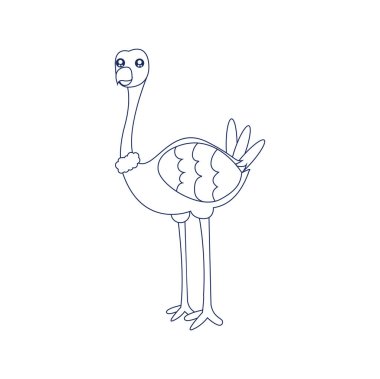 İzole edilmiş devekuşu kuş sineği çizimi