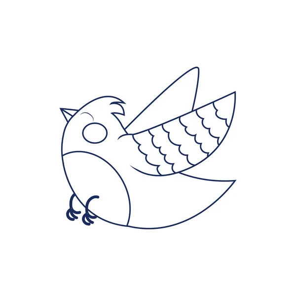 Illustration isolée de vecteur de mouche d'oiseau de petit tirage — Image vectorielle