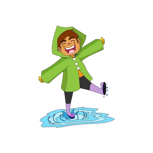 Isolated boy splash kids rain vector illustarion — Stock Vector