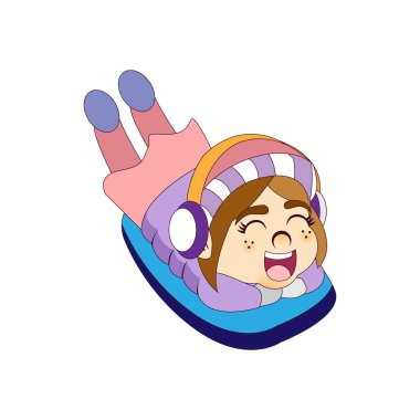 İzole edilmiş kız tahtalı çocuklar vektör çizimi yağmuru