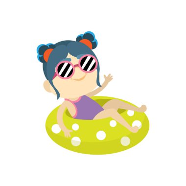 İzole edilmiş kız plaj yaz vektör çizimi