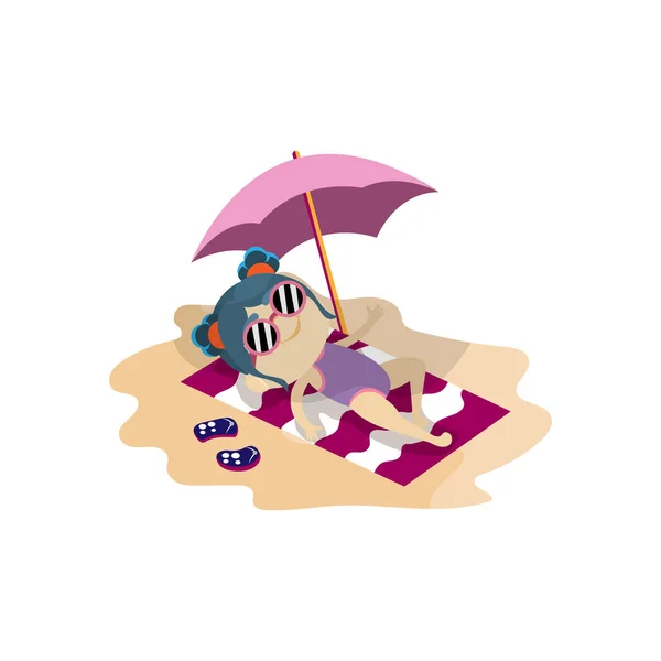 Illustration vectorielle d'été de plage de fille isolée — Image vectorielle
