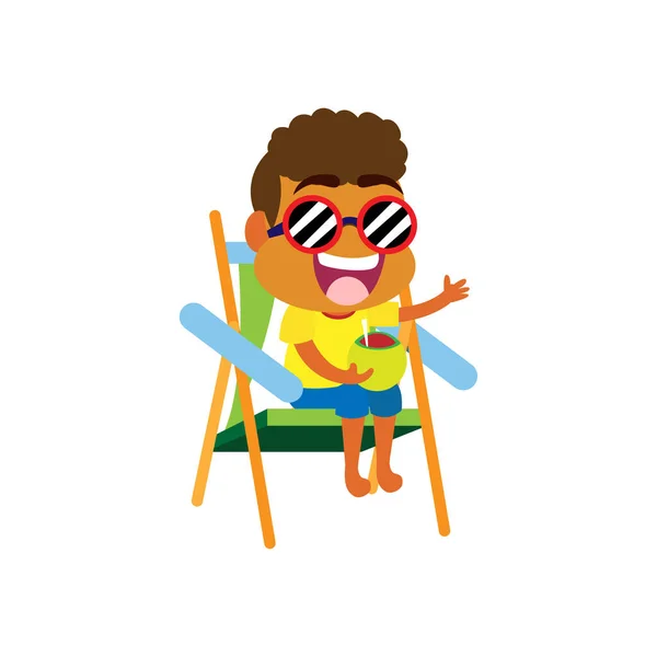 Muchacho aislado playa verano vector ilustración — Vector de stock