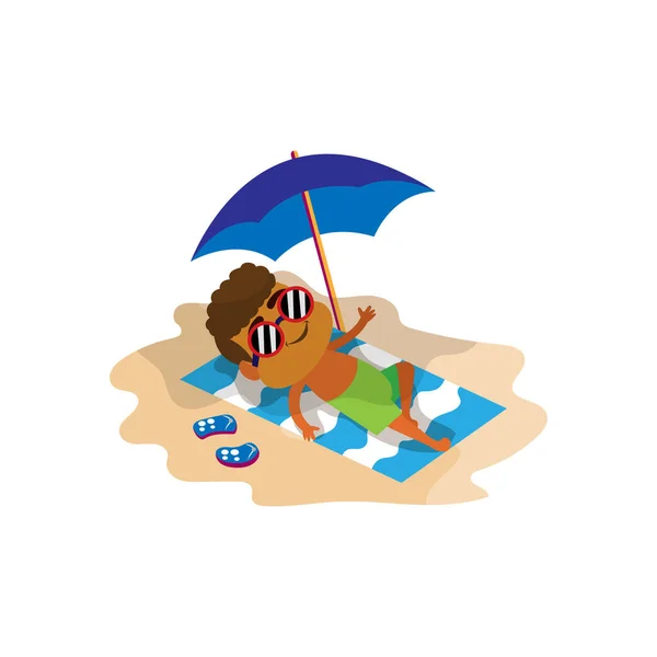 Απομονωμένο αγόρι παραλία καλοκαίρι εικονογράφηση διάνυσμα — Διανυσματικό Αρχείο