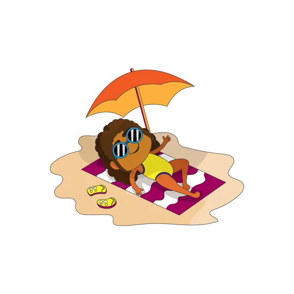 Isolierte Mädchen Strand Sommer Vektor Illustration — Stockvektor