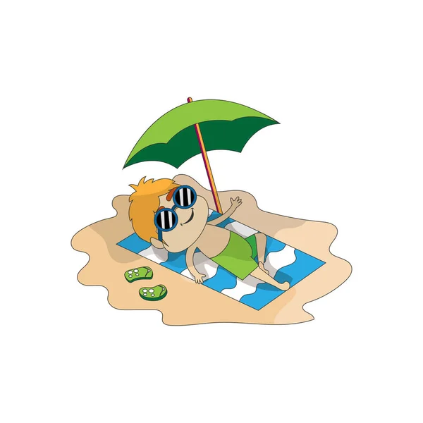 Muchacho aislado playa verano vector ilustración — Archivo Imágenes Vectoriales