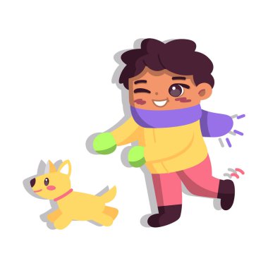 İzole edilmiş köpek kışı çocukları illüstrasyon sunar.