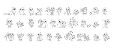 Çocuklar kış karını çizerken çocuklar çizim yapar.