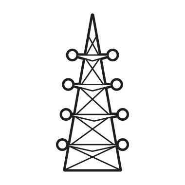 İzole edilmiş kule elektrik çizimi canlandırılmış temiz enerji vektörü çizimi