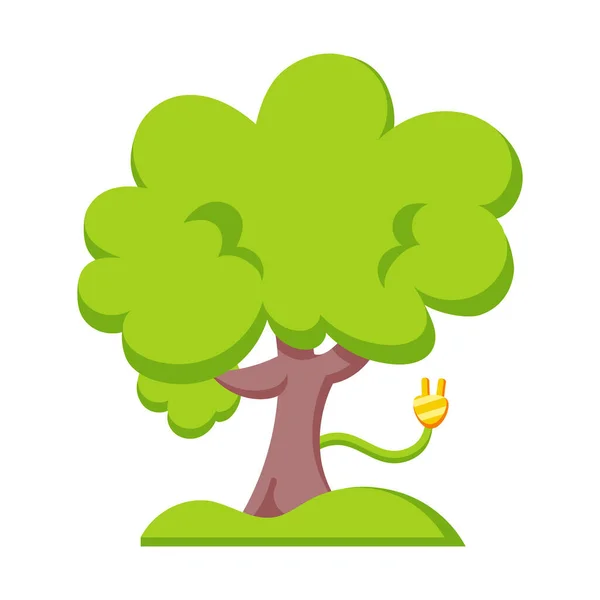 Μεμονωμένο δέντρο κινούμενη απεικόνιση φορέα καθαρής ενέργειας — Διανυσματικό Αρχείο