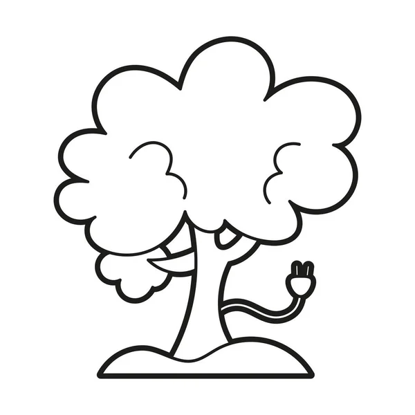 Isolado árvore desenhar animação energia limpa vetor ilustração —  Vetores de Stock