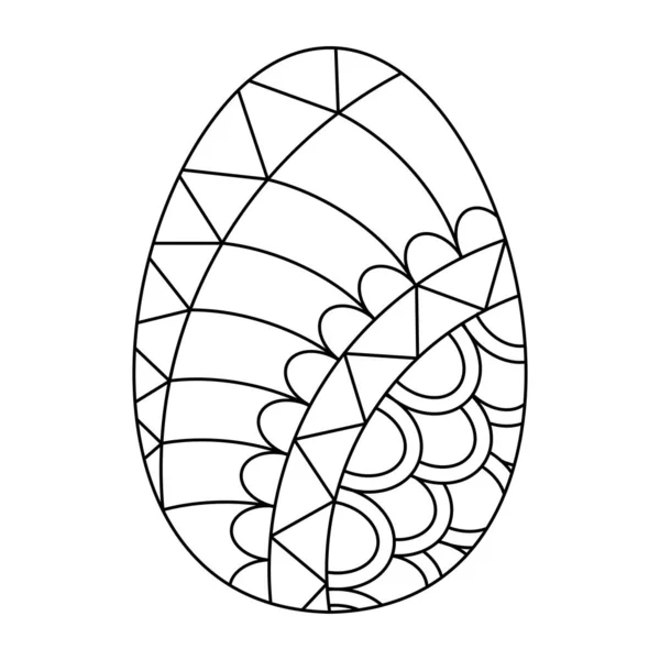 Μεμονωμένο περίγραμμα πασχαλινού αυγού με ανθοστόλιστη διακόσμηση — Διανυσματικό Αρχείο