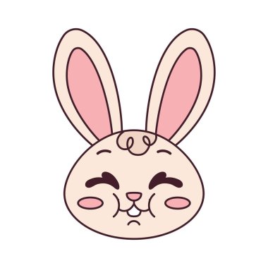 İzole edilmiş mutlu tavşan çizgi film Avatar Vektörü