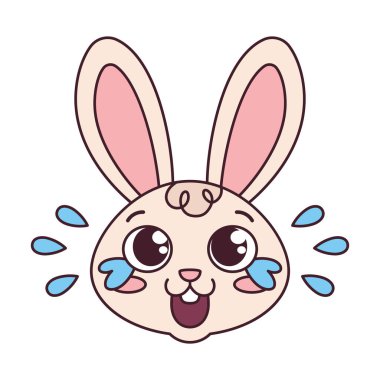 İzole edilmiş mutlu tavşan çizgi film Avatar Vektörü