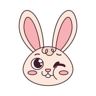 İzole edilmiş mutlu tavşan çizgi film Avatar Vektörü