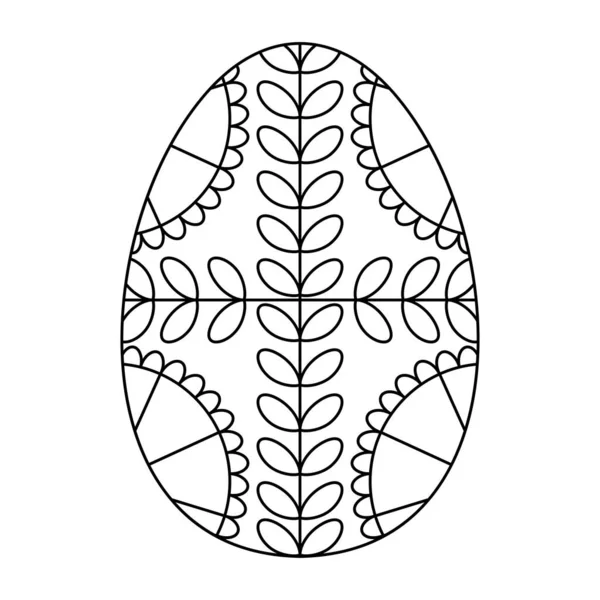 Изолированный контур пасхального яйца с цветочными украшениями — стоковый вектор