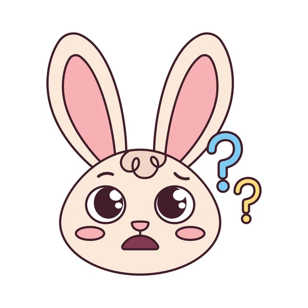 Izolované pochybnosti králičí karikatura avatar vektor — Stockový vektor