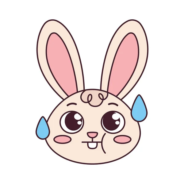 Izolovaný ustaraný králičí karikatura avatar vektor — Stockový vektor