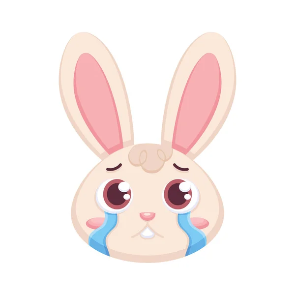 Isolé triste avatar de dessin animé de lapin vecteur — Image vectorielle