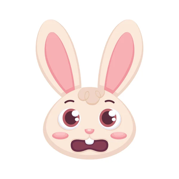Isolated worried rabbit cartoon avatar Vector — Stock Vector