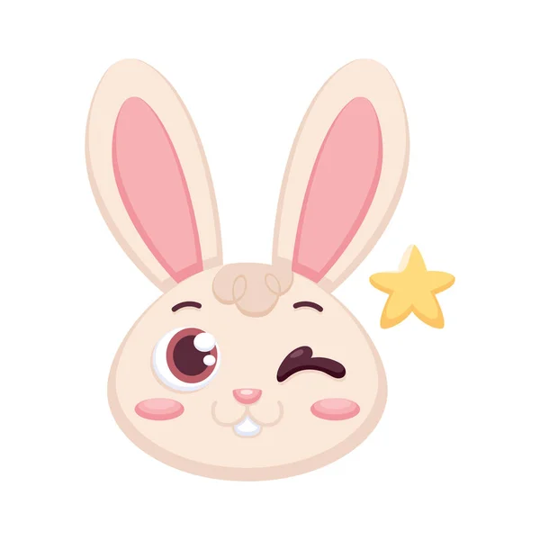 Ізольований щасливий кролик мультяшний аватар Вектор — стоковий вектор