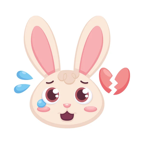 Ізольований кролик мультяшний аватар з розбитим серцем Вектор — стоковий вектор