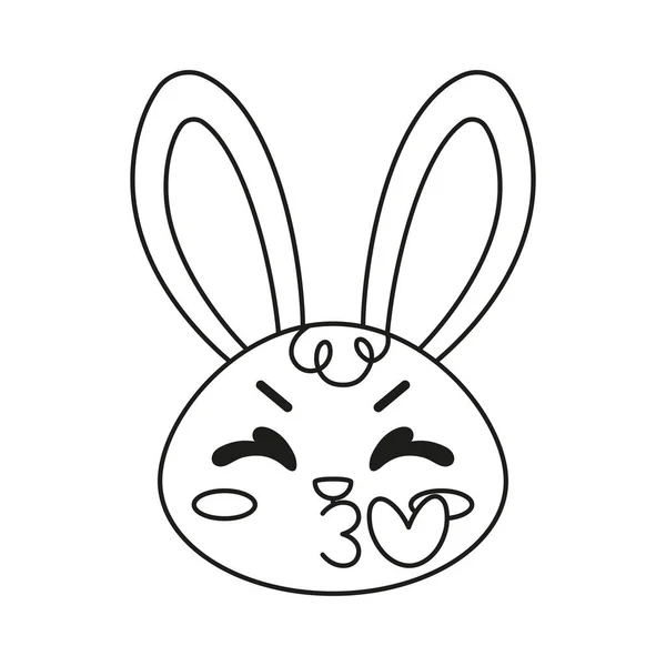 Isolated happy rabbit cartoon avatar werfen einen Kuss Vector — Stockvektor