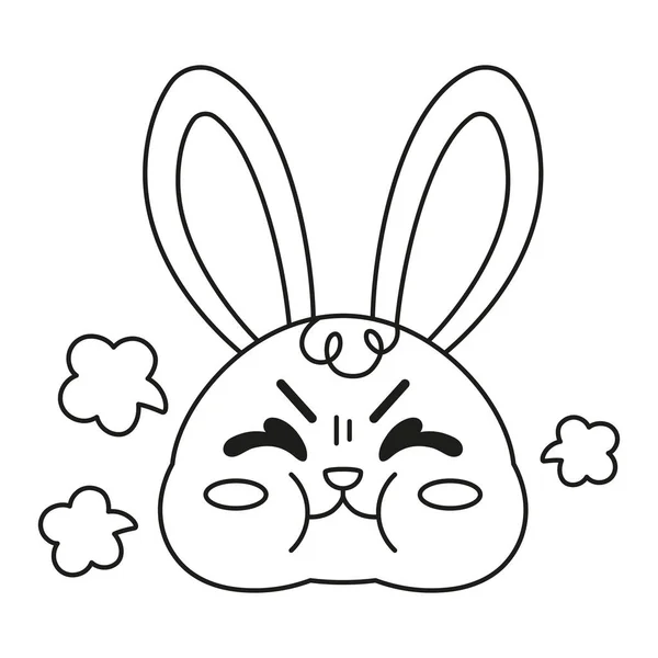 隔離された怒っているウサギの漫画のアバターベクトル — ストックベクタ