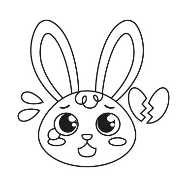 Kırık kalpli izole edilmiş tavşan çizgi film karakteri. Vektör.