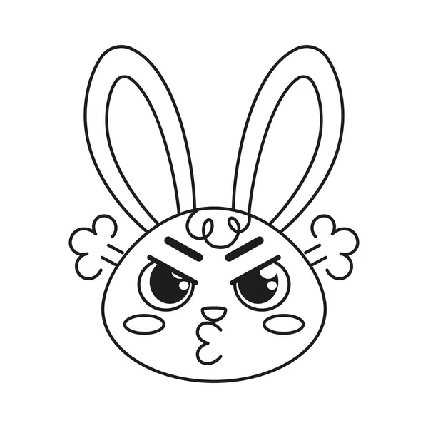 Isolato arrabbiato coniglio cartone animato avatar vettore — Vettoriale Stock