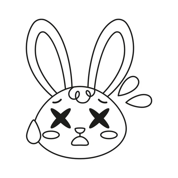 Isolato morto coniglio cartone animato avatar vettoriale — Vettoriale Stock