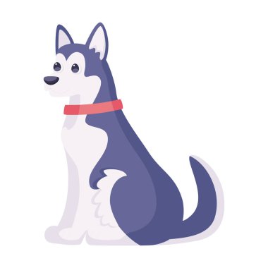 İzole edilmiş şirin Sibirya Husky köpek cins çizgi film Vector