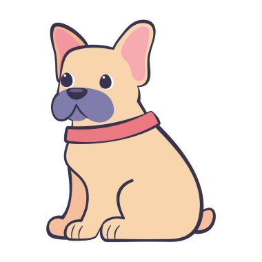 İzole edilmiş şirin Fransız bulldog cinsi Vector çizgi filmi.