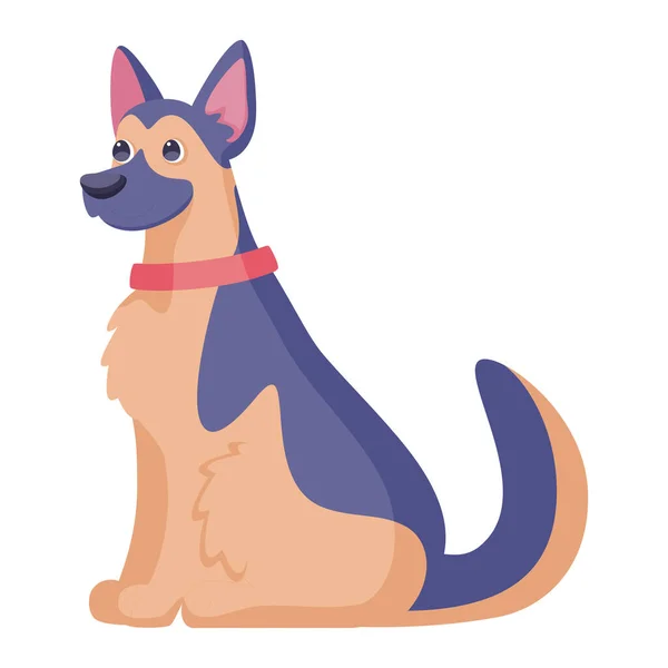 Απομονωμένο χαριτωμένο γερμανικό σκυλί βοσκός φυλή κινουμένων σχεδίων Διάνυσμα — Διανυσματικό Αρχείο
