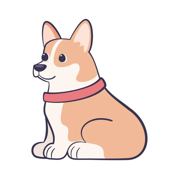 ที่โดดเดี่ยวน่ารัก corgi สุนัขสายพันธุ์การ์ตูนเวกเตอร์ — ภาพเวกเตอร์สต็อก