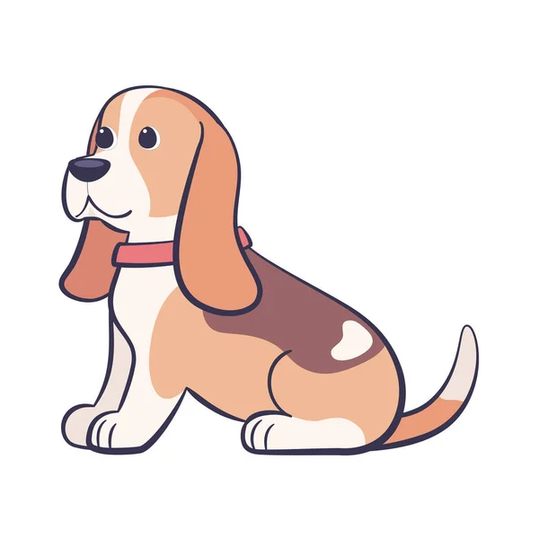 Aislado lindo beagle perro raza dibujos animados Vector — Archivo Imágenes Vectoriales