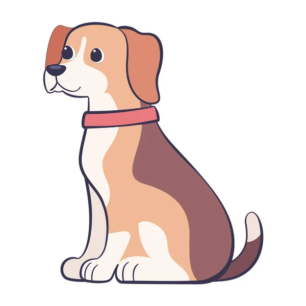Isolato carino beagle cane razza cartone animato vettoriale — Vettoriale Stock