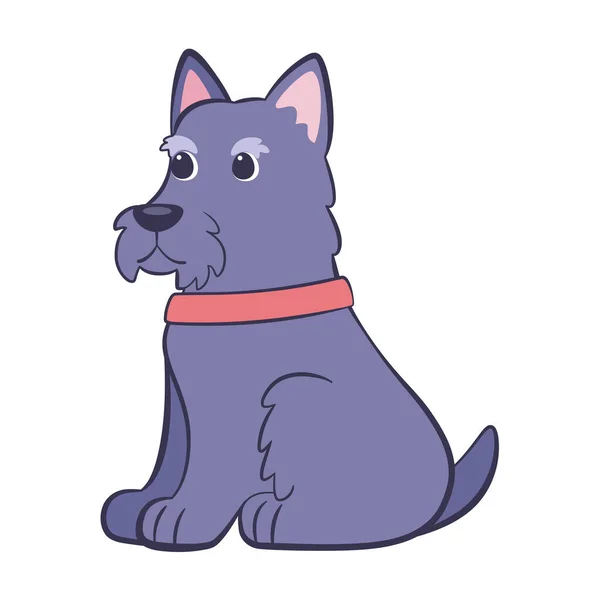 Isolato carino West Highland nero Terrier cane razza cartone animato vettoriale — Vettoriale Stock