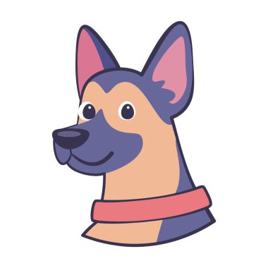 İzole edilmiş şirin Alman çoban köpeği cins çizgi film Vector.