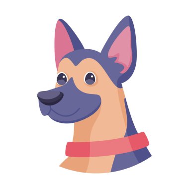 İzole edilmiş şirin Alman çoban köpeği cins çizgi film Vector.