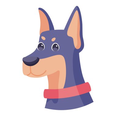 İzole edilmiş şirin doberman köpek cins Vector çizgi filmi.