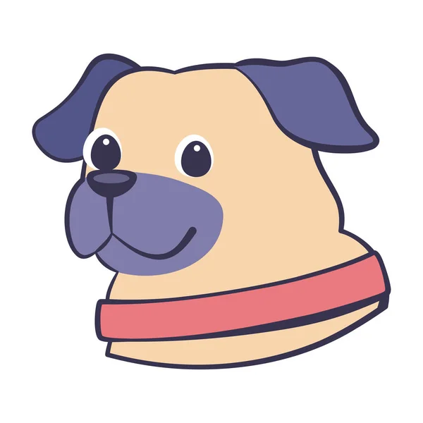 Aislado lindo pug perro crianza dibujos animados vector — Vector de stock
