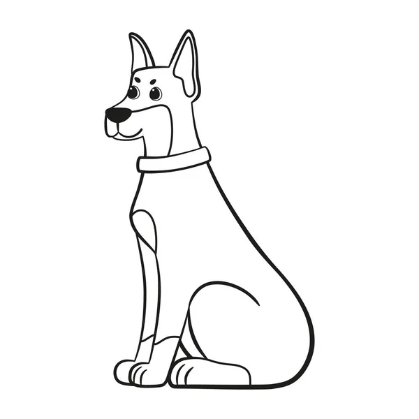 Isolato carino doberman cane razza cartone animato vettoriale — Vettoriale Stock